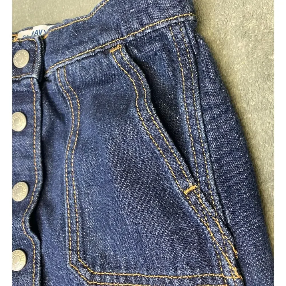 Old Navy Girls Jean Skirt Snap Front Adjustable Waist Size S 6/7 Denim Skirt